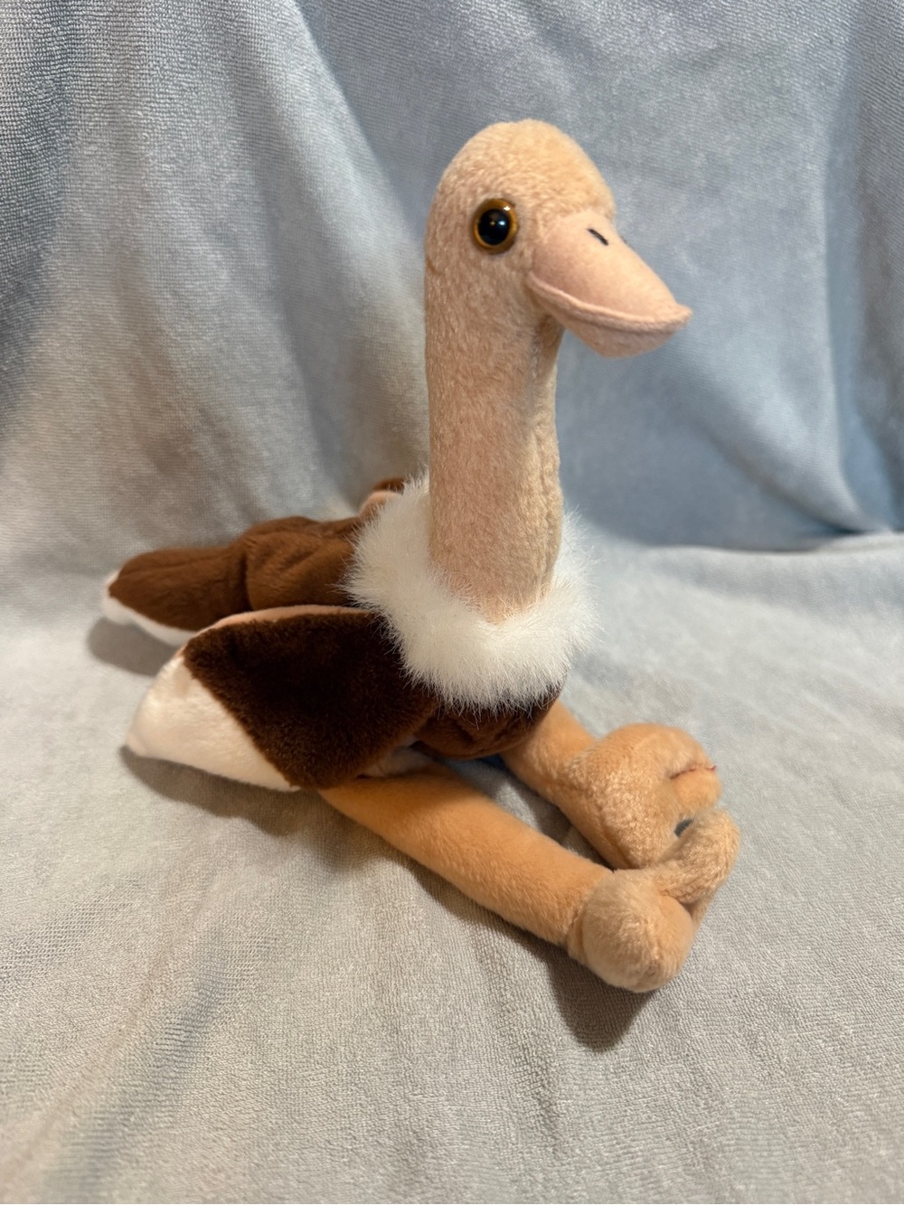Plush Ostrich Toy in Brown, Cream and White - Soft Cuddly Bird (1997)